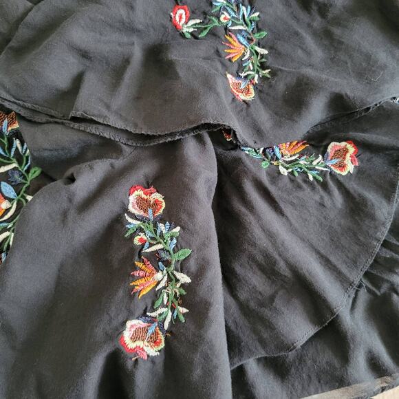 ZARA Fairy Grunge Blouse Black Floral Bell Sleeves Semi Sheer Women XS - Picture 9 of 15